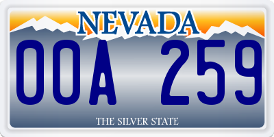 NV license plate 00A259