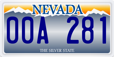 NV license plate 00A281