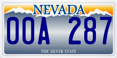 NV license plate 00A287