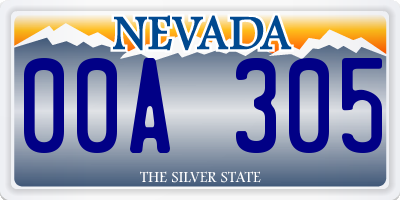 NV license plate 00A305