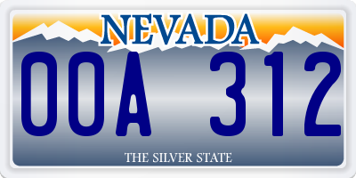 NV license plate 00A312