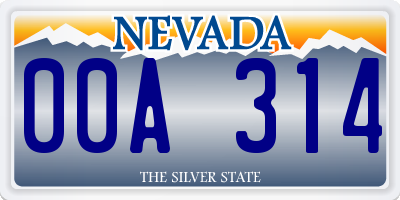 NV license plate 00A314