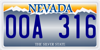 NV license plate 00A316