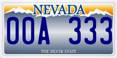 NV license plate 00A333