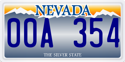 NV license plate 00A354