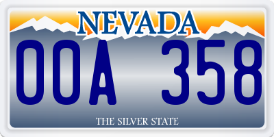 NV license plate 00A358