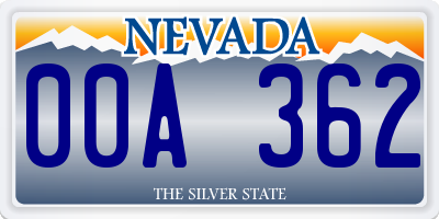 NV license plate 00A362