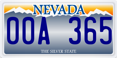 NV license plate 00A365