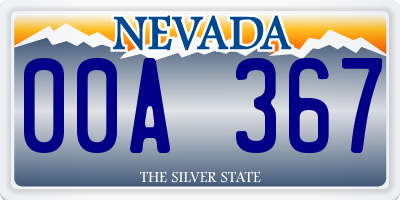 NV license plate 00A367