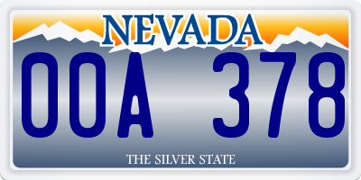 NV license plate 00A378