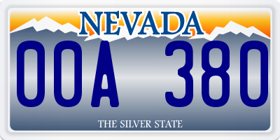 NV license plate 00A380