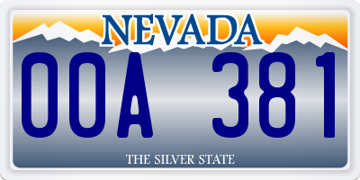 NV license plate 00A381