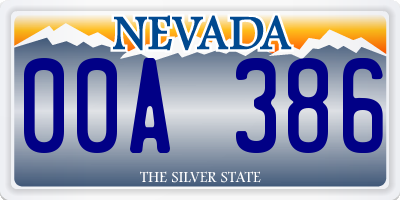 NV license plate 00A386