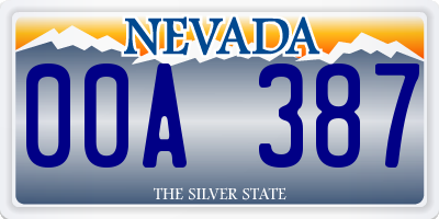 NV license plate 00A387