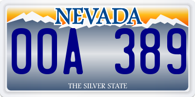 NV license plate 00A389