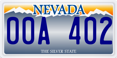 NV license plate 00A402