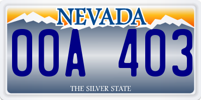 NV license plate 00A403