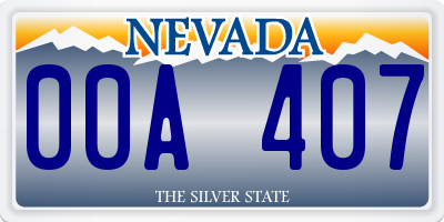 NV license plate 00A407