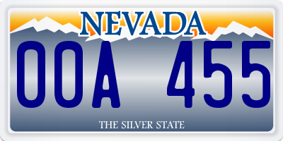 NV license plate 00A455