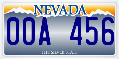 NV license plate 00A456