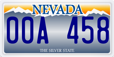 NV license plate 00A458