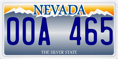 NV license plate 00A465