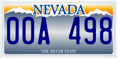 NV license plate 00A498