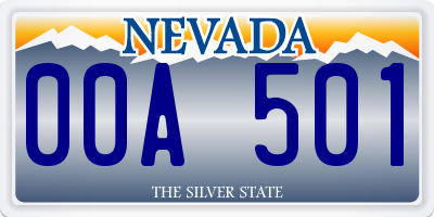 NV license plate 00A501