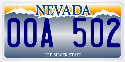 NV license plate 00A502