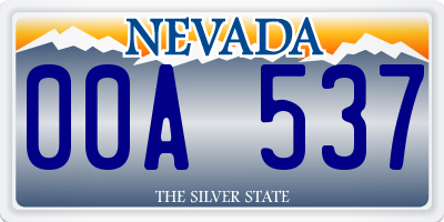 NV license plate 00A537