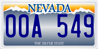 NV license plate 00A549