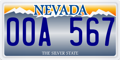 NV license plate 00A567