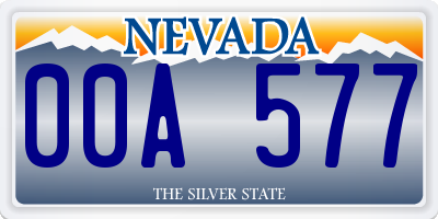 NV license plate 00A577