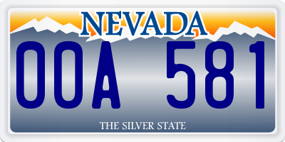 NV license plate 00A581