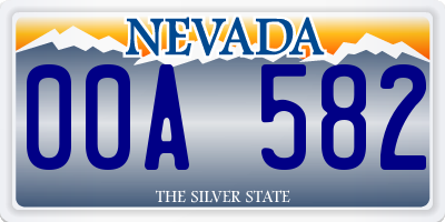 NV license plate 00A582