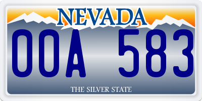 NV license plate 00A583