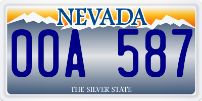 NV license plate 00A587
