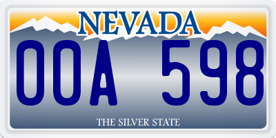 NV license plate 00A598