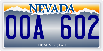 NV license plate 00A602