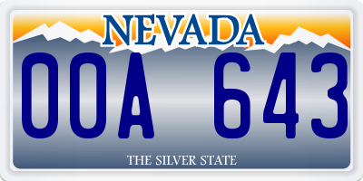 NV license plate 00A643