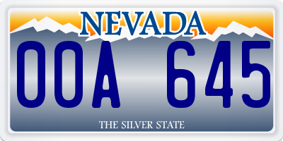 NV license plate 00A645