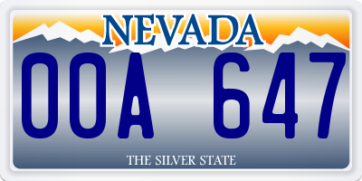 NV license plate 00A647