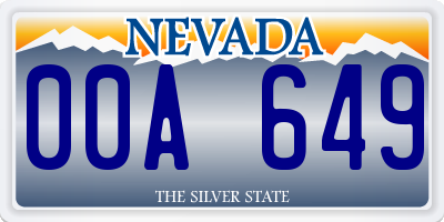 NV license plate 00A649