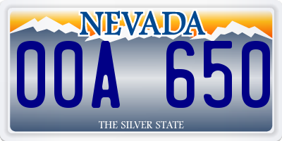 NV license plate 00A650