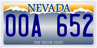 NV license plate 00A652