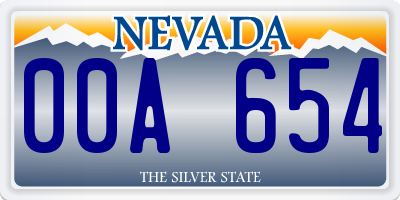 NV license plate 00A654