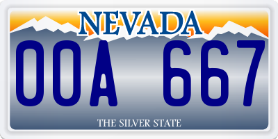 NV license plate 00A667