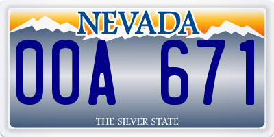 NV license plate 00A671