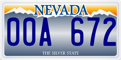 NV license plate 00A672