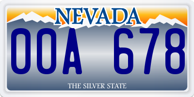 NV license plate 00A678